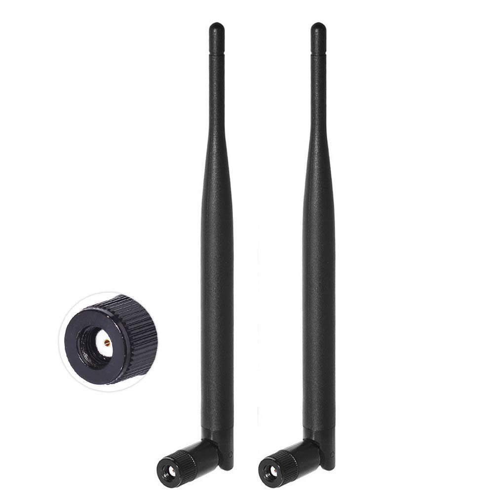 Bingfu 2-pack 6dBi dual-band WiFi antennas with RP-SMA male connectors, professional matte black finish