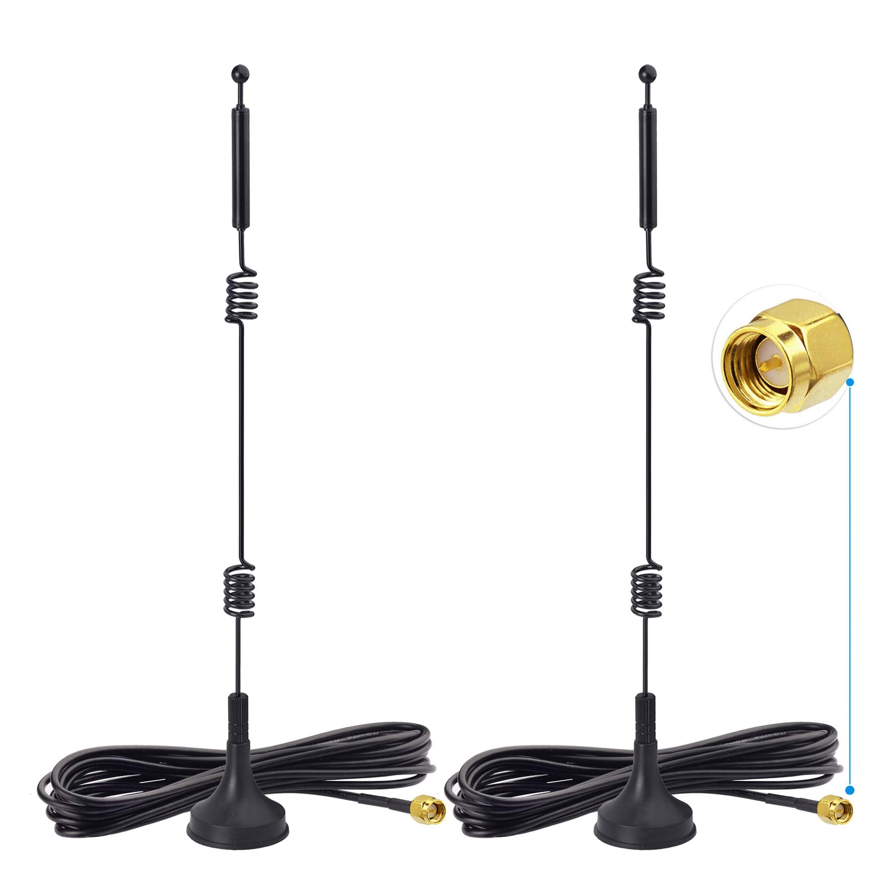 Bingfu 2-pack 9dBi high-gain WiFi antennas with magnetic bases and SMA male extension cables for long-range video transmission