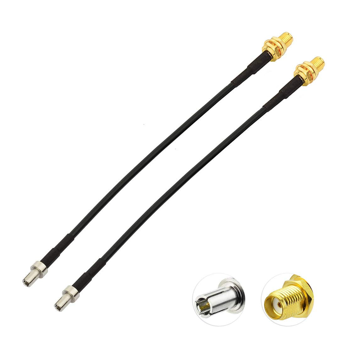 Bingfu 2-pack TS9 male to SMA female pigtail adapter cables, compact 15cm (6 inch) length
