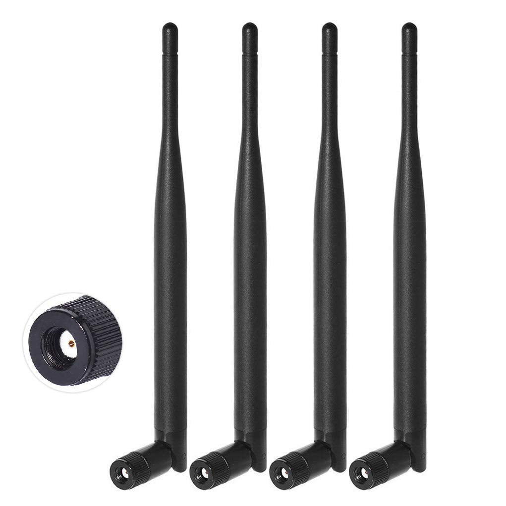 Bingfu 4-pack 6dBi dual-band WiFi antennas with RP-SMA male connectors, bulk set for 4-antenna routers and PC builds
