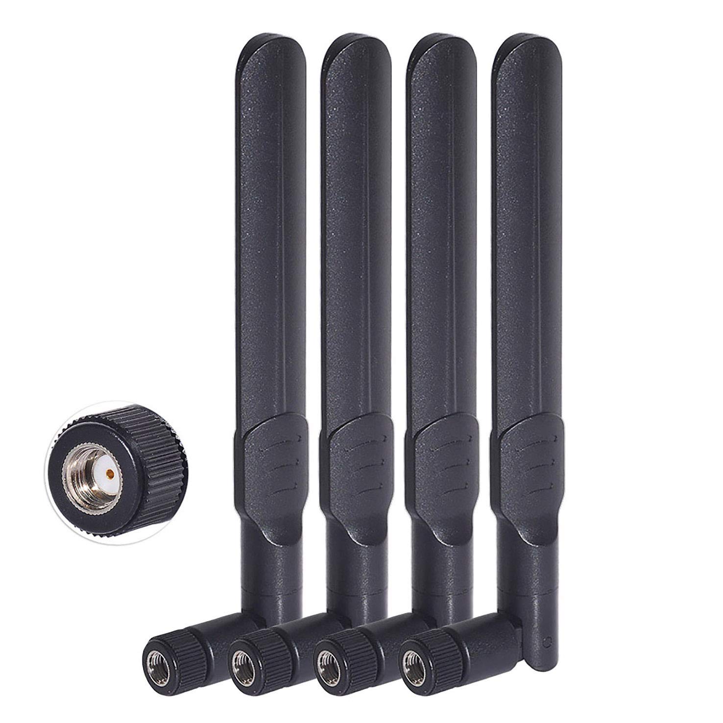Bingfu 4-pack 8dBi high-gain dual-band WiFi antennas with RP-SMA male connectors, professional upgrade kit for routers and PCs