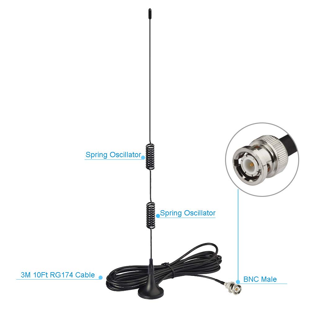 Bingfu VHF/UHF scanner antenna with high-strength magnetic base and BNC male connector