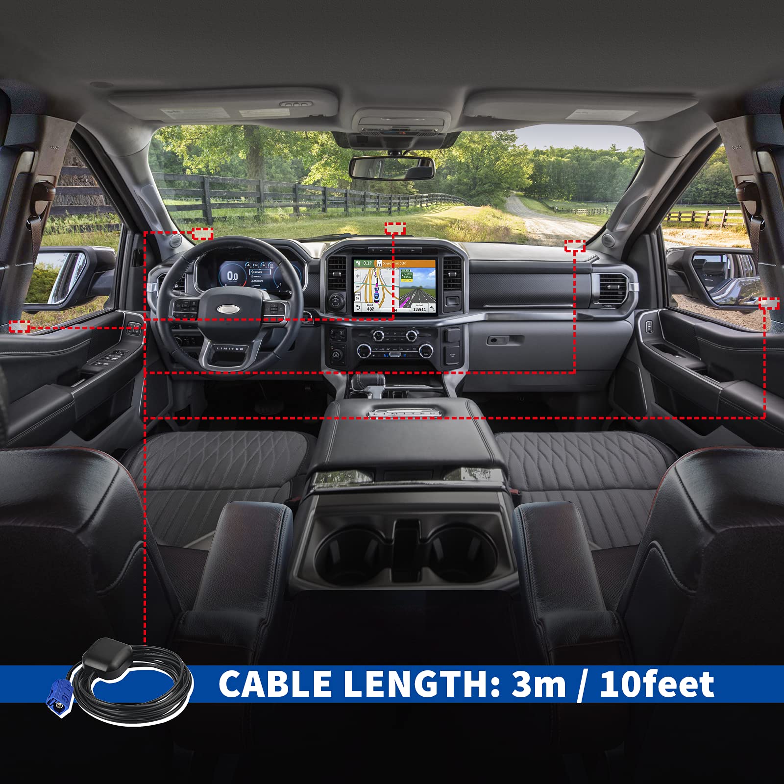 Bingfu Waterproof Active GPS Antenna - Fakra C Blue Connector Installed