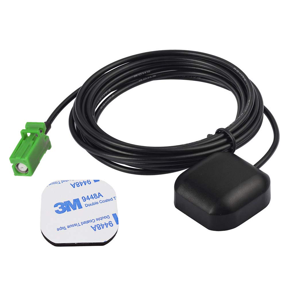 Bingfu active GPS antenna for Pioneer AVIC navigation units featuring the characteristic square green plug and 3-meter (10ft) coaxial cable