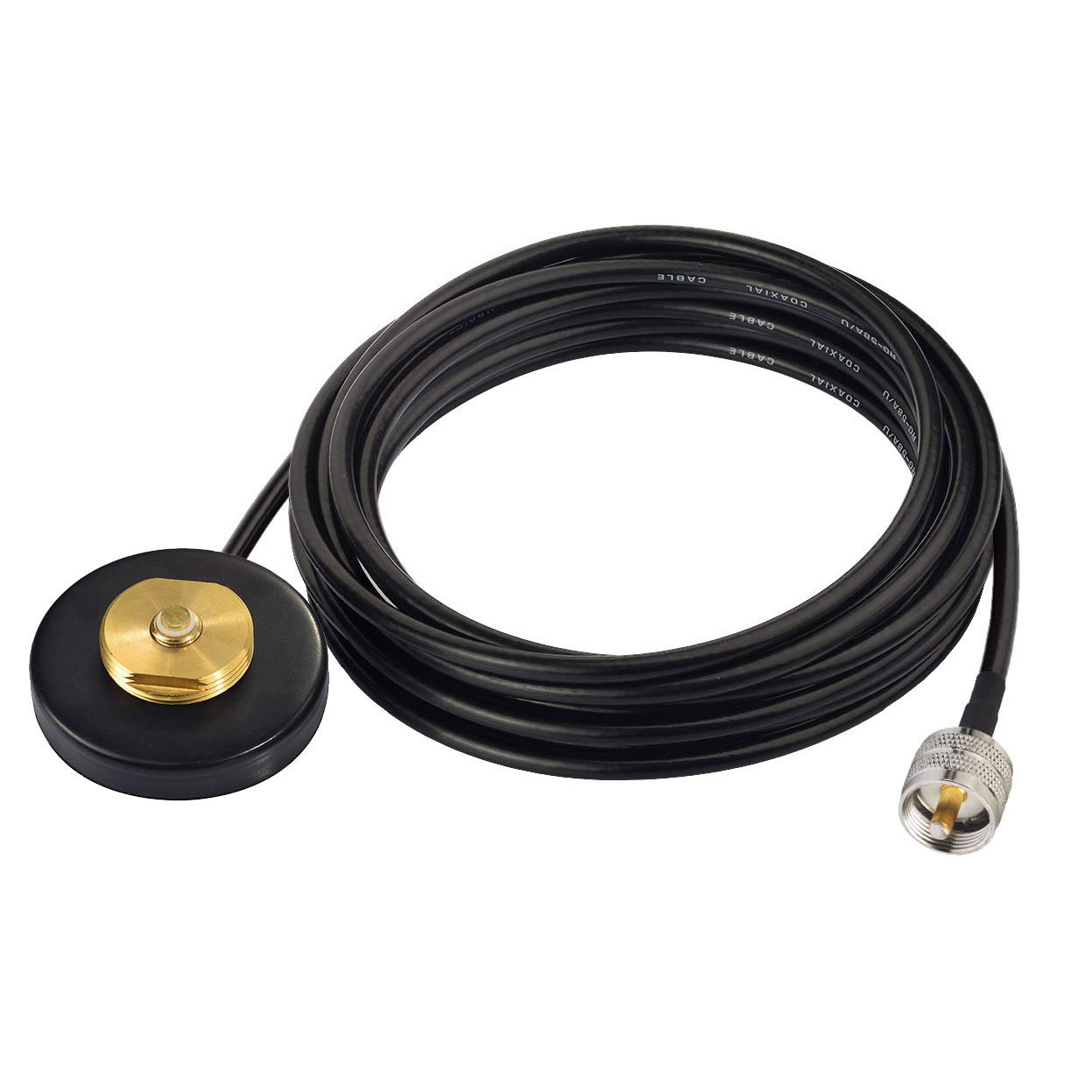 Bingfu dual-band NMO mobile radio antenna with magnetic base and PL-259 connector.