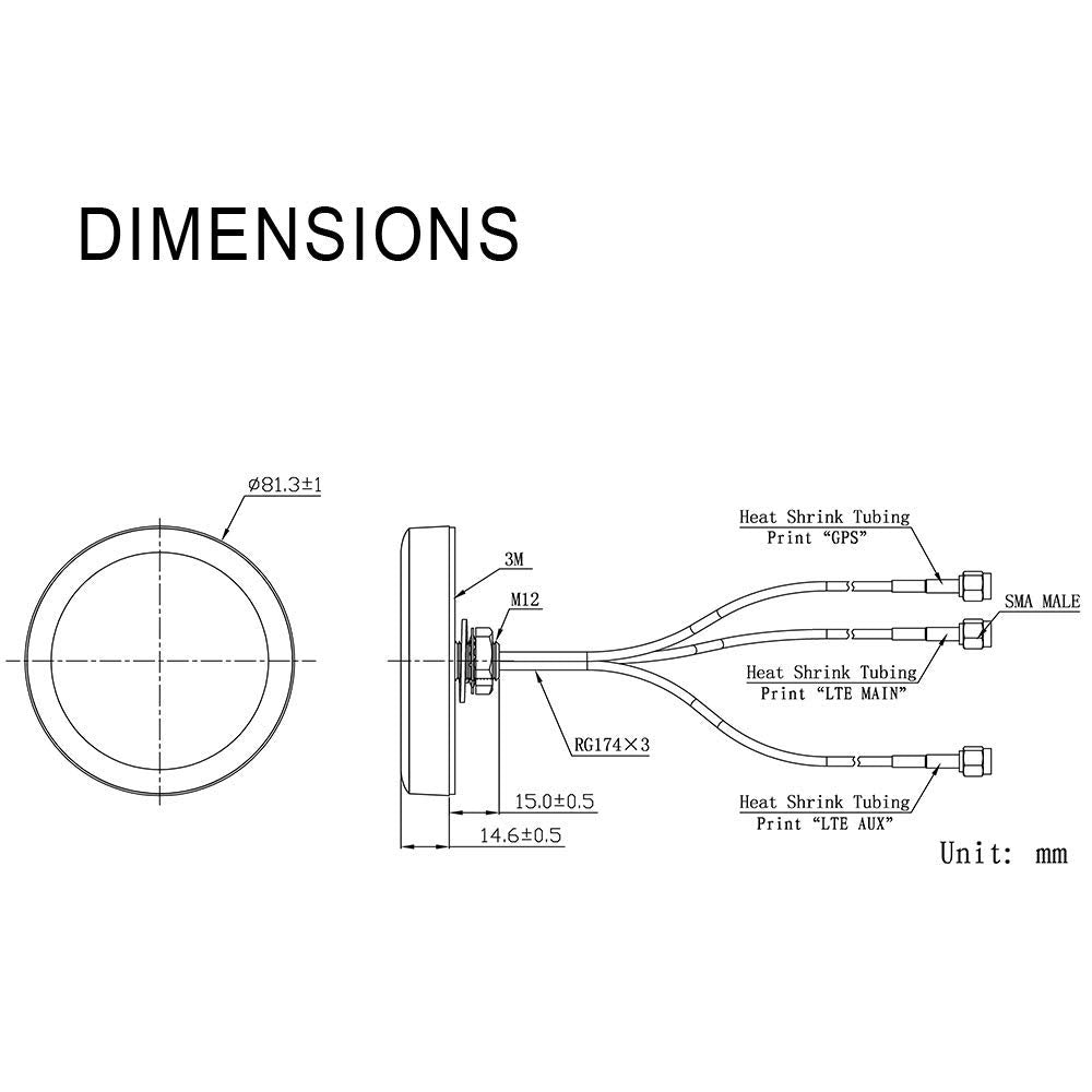 Bingfu industrial 4G GPS antenna Dimensions