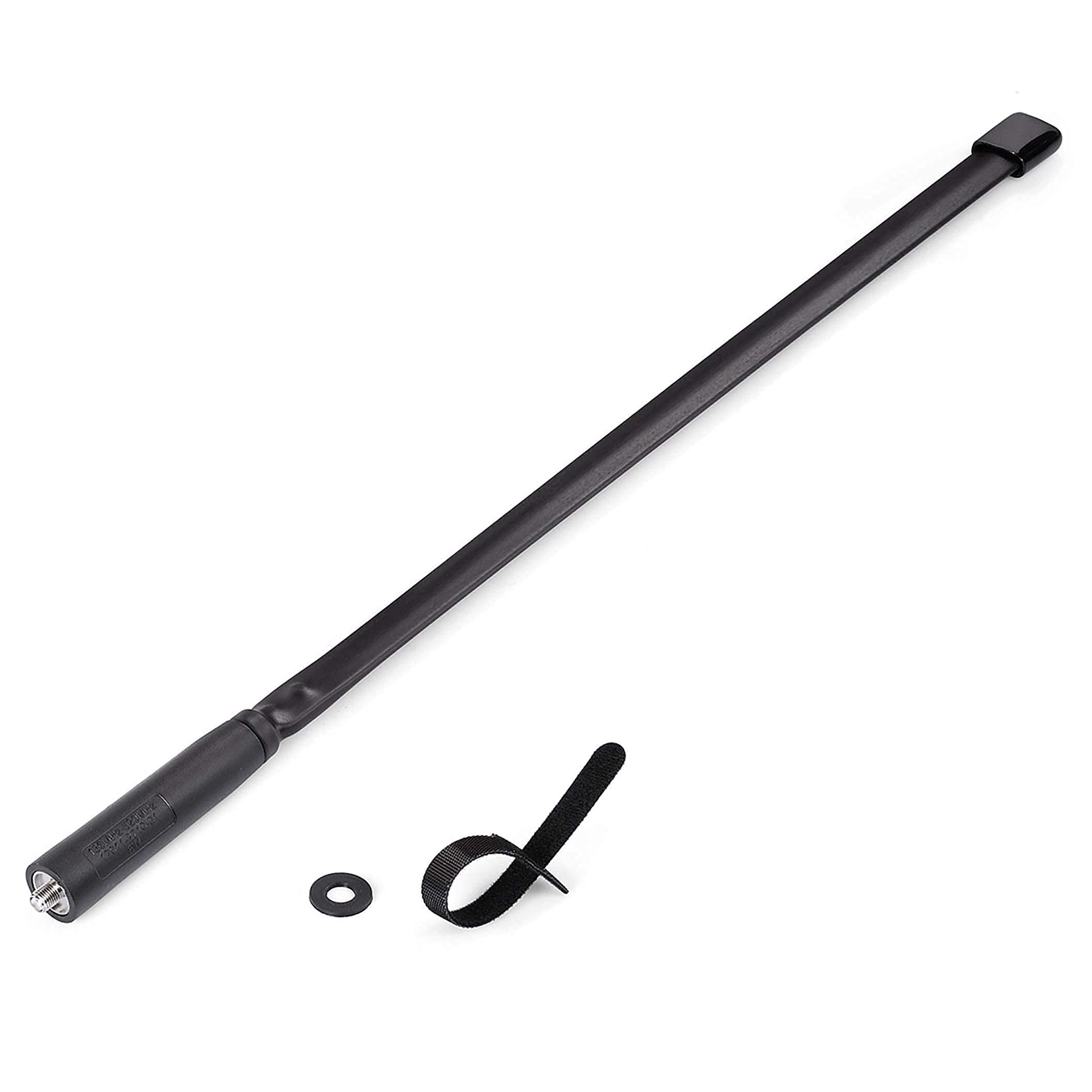 Close-up of the flexible manganese steel ribbon design that allows the antenna to be folded and secured with the included strap