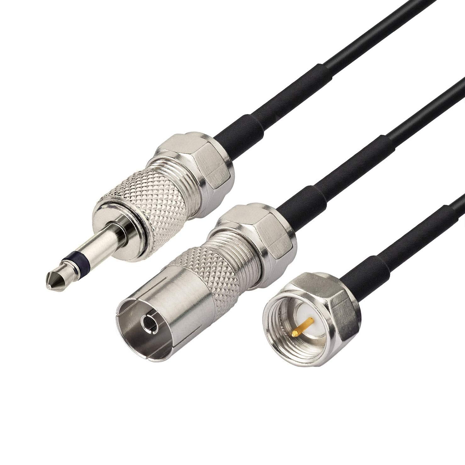 Close-up of the powerful magnetic base and high-quality 75-ohm F-type connector