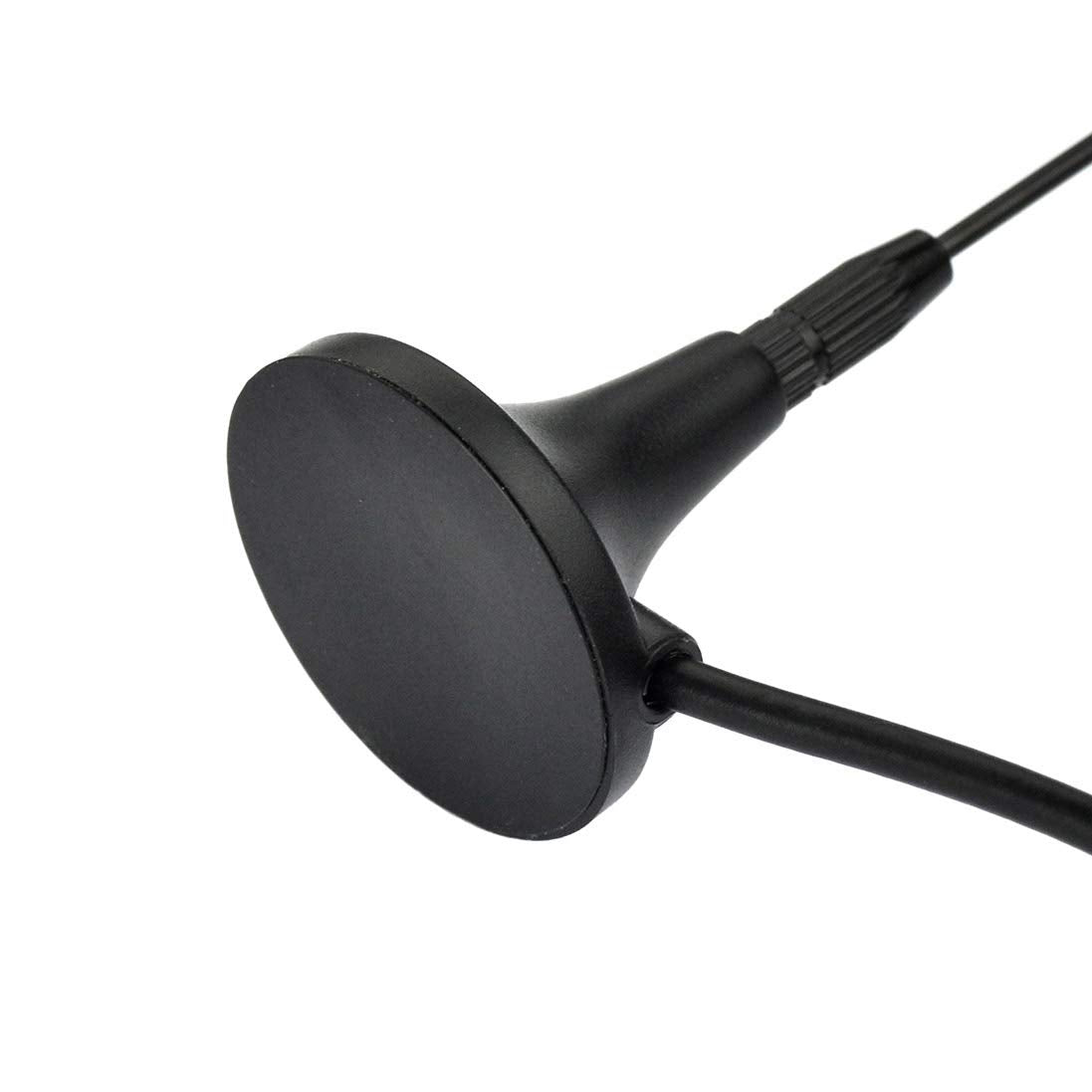 Close-up of the powerful magnetic base and high-quality 75-ohm F-type connector