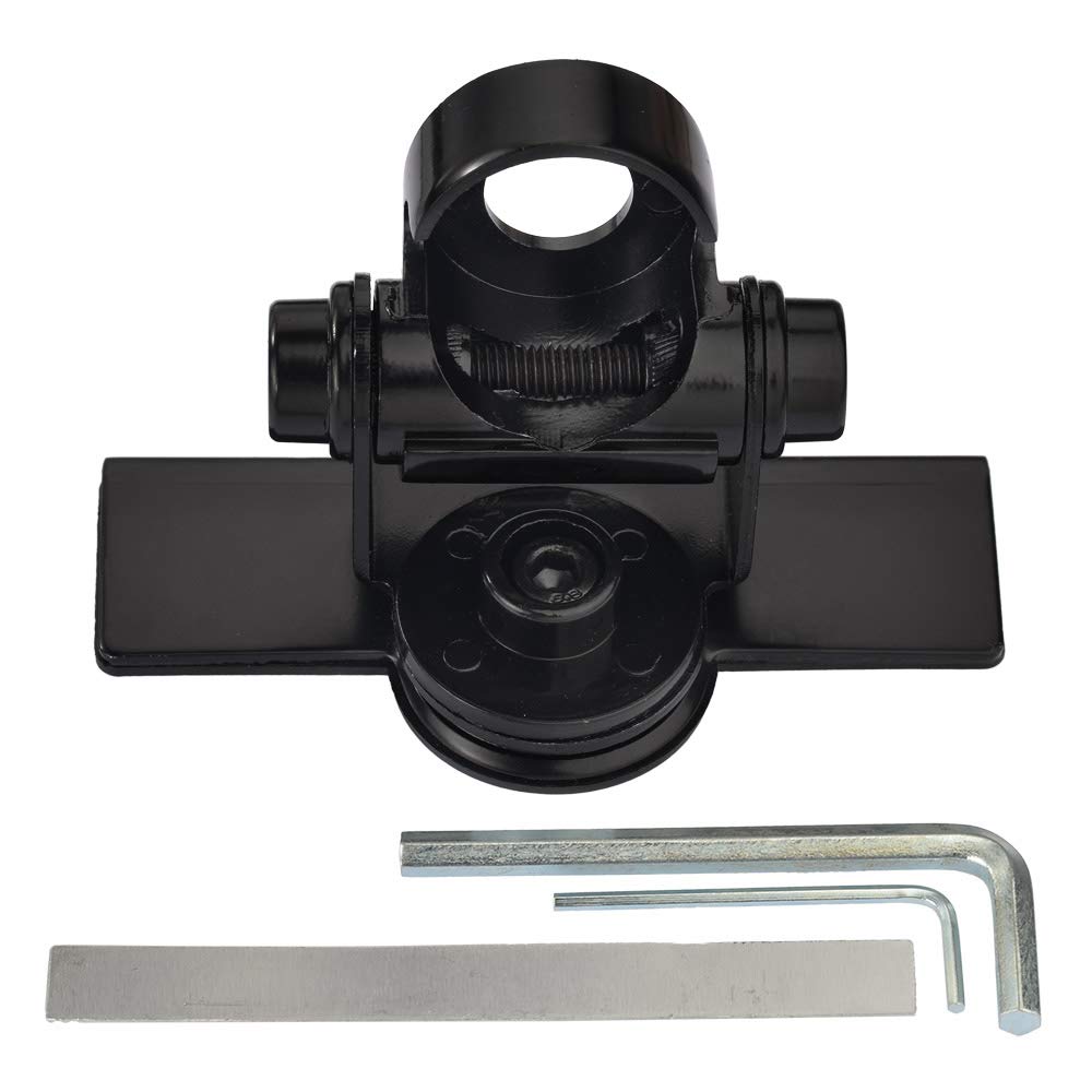 Close-up of the stainless steel L-bracket lip mount designed for trunk lid and engine hood edge installation.