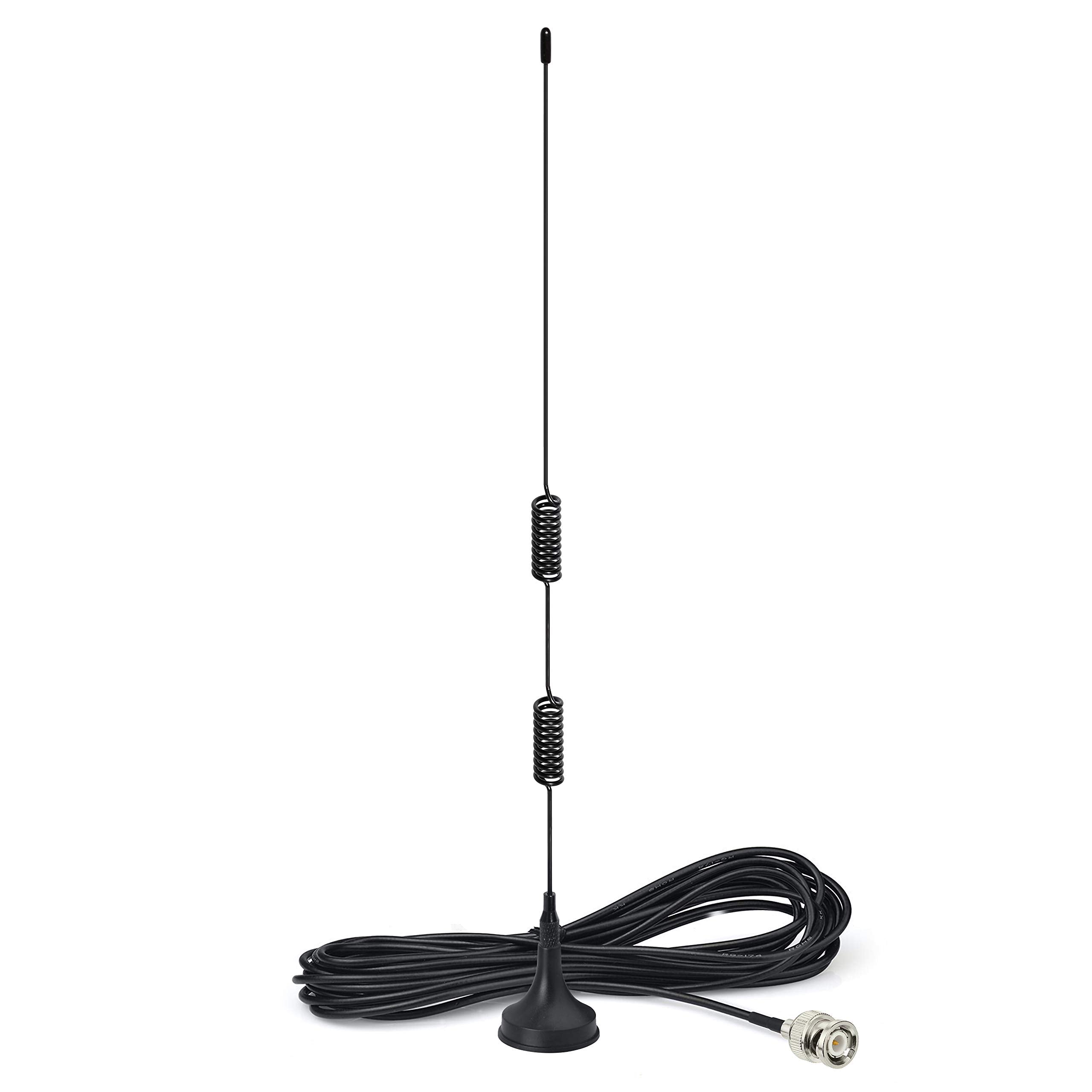 Close-up of the two compact scanner antennas with strong magnetic bases and high-flexibility coaxial cables for durable use