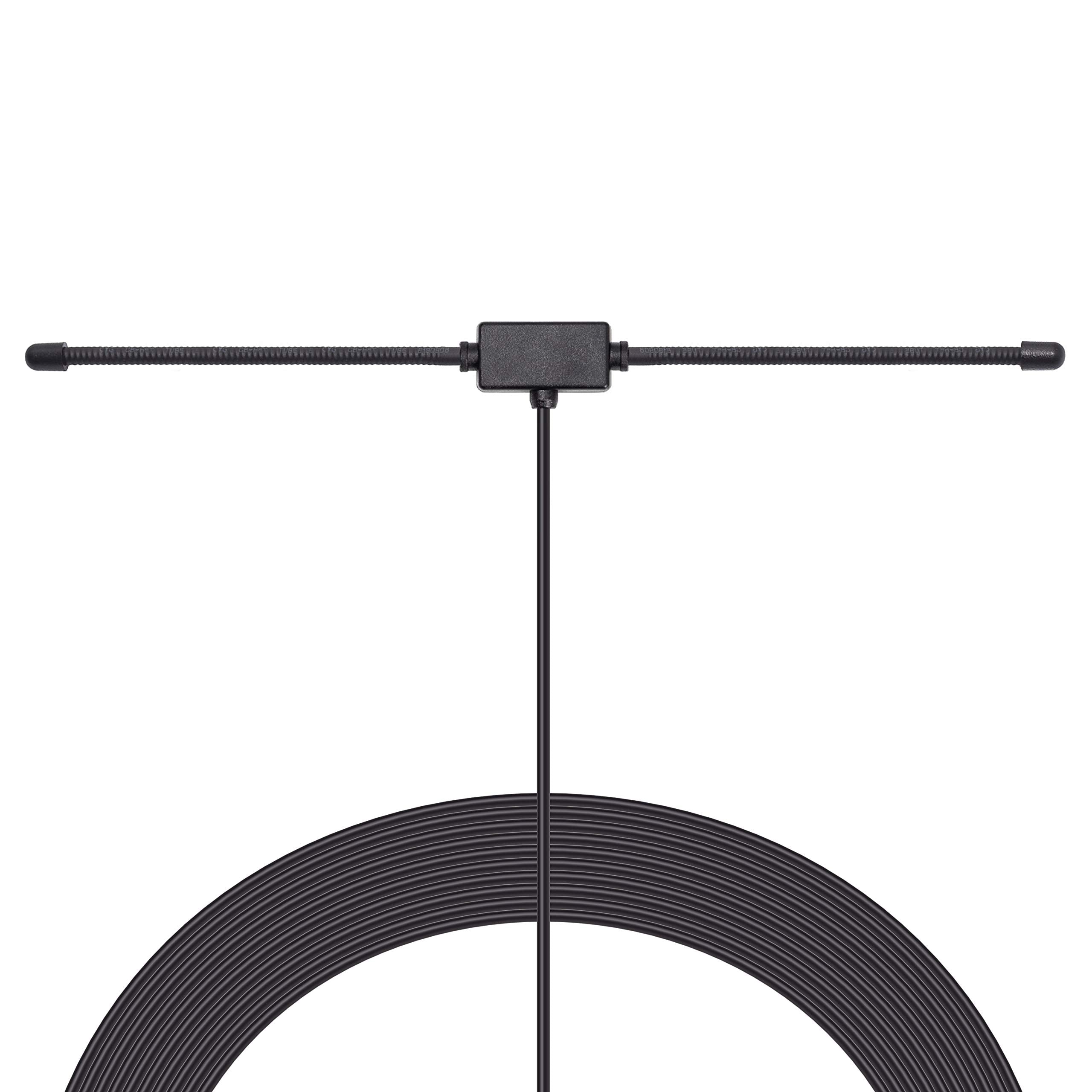 Close-up of the ultra-slim dipole antenna patch and the high-performance coaxial cable