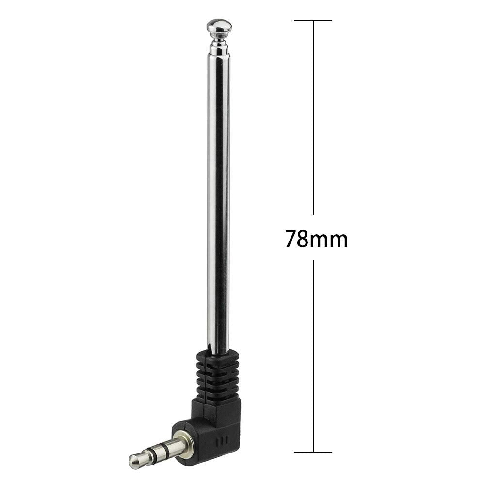 Comparison showing the ultra-compact retracted size and the fully extended length of the mini antenna
