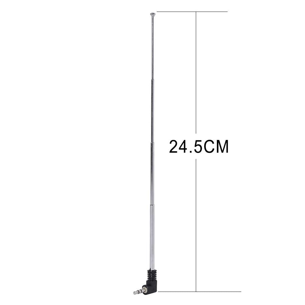 Comparison showing the ultra-compact retracted size and the fully extended length of the mini antenna
