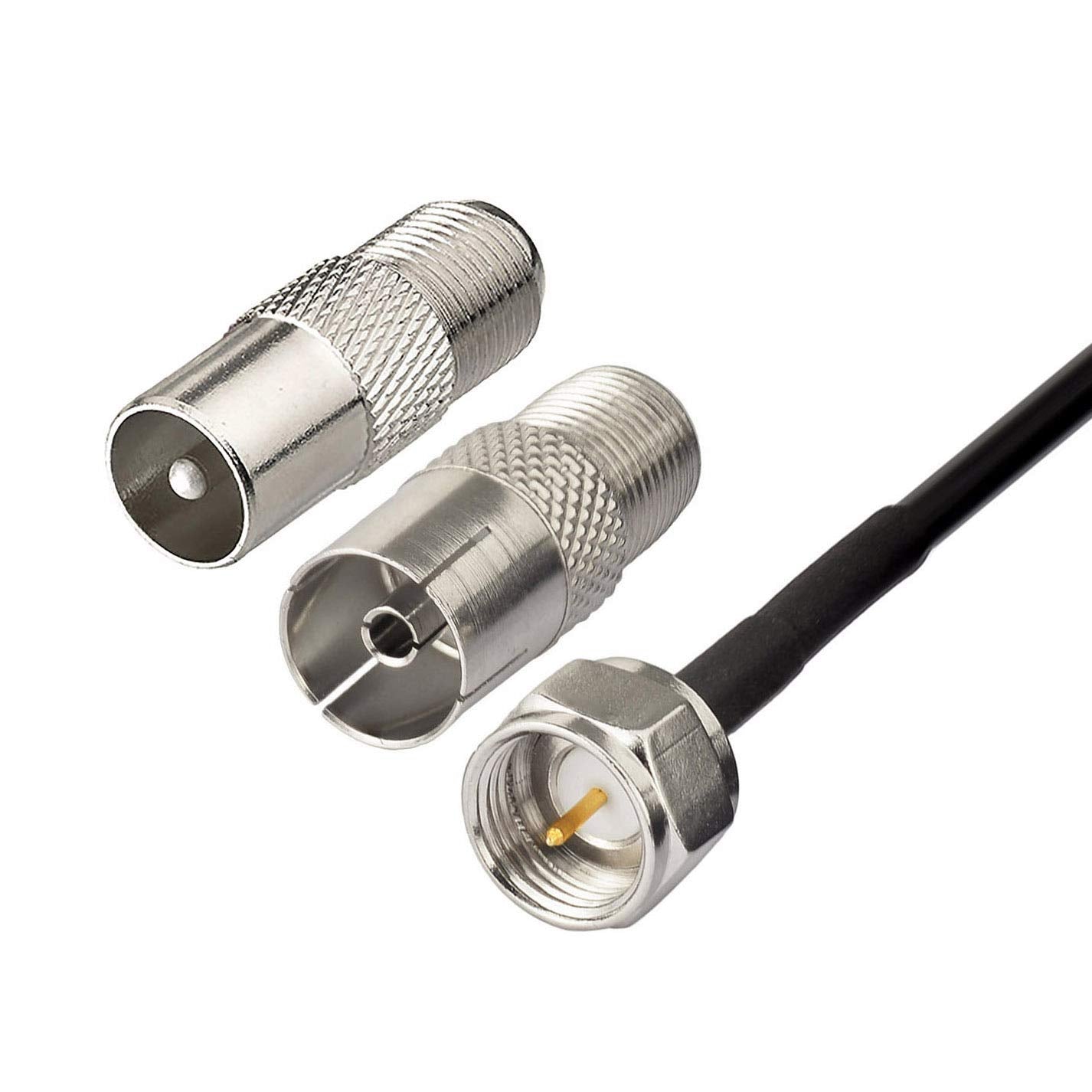 High-conductivity FM "F" type male connector and pre-stripped AM antenna wires