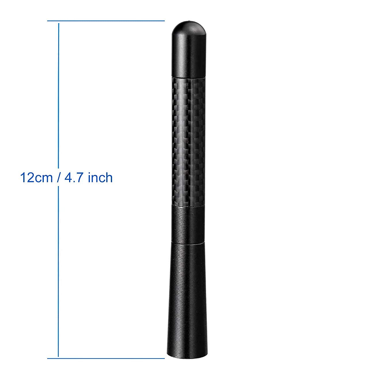 Technical diagram showing the 4.7-inch compact length of the antenna