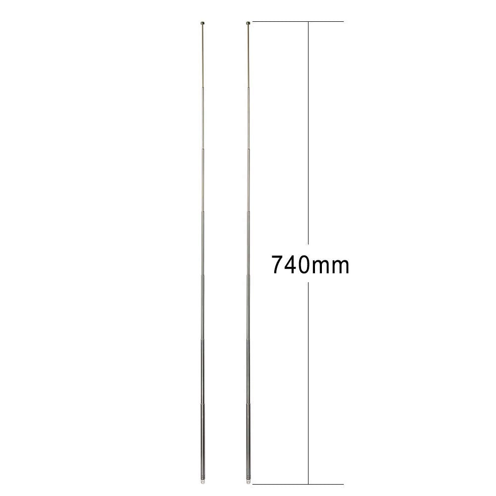 Telescopic antenna installed on a vintage home stereo receiver or portable radio