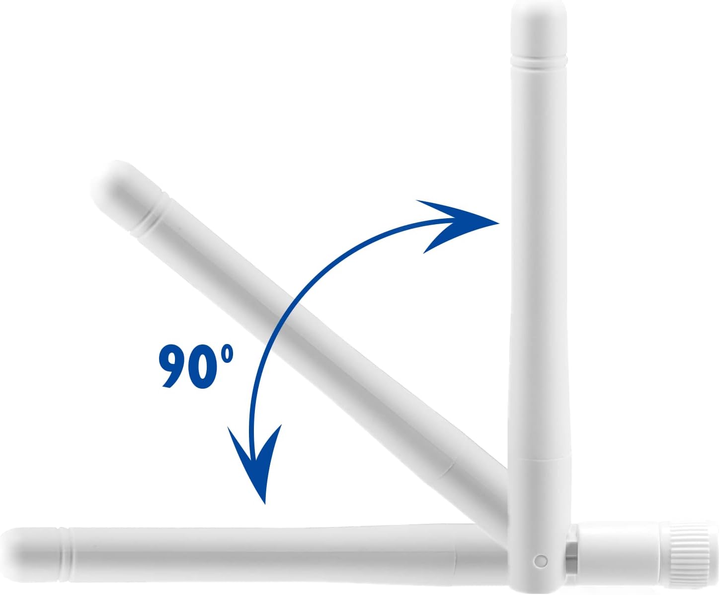 11cm compact white omnidirectional WiFi antenna with a 90-degree folding hinge and sleek matte white finish