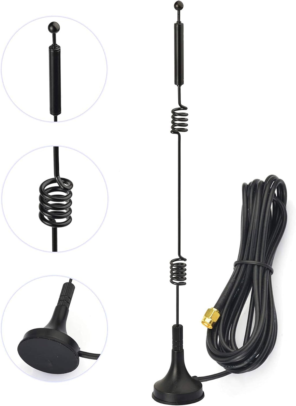 Bingfu 9dBi WiFi Magnetic Antenna (2-Pack) - 10ft RP-SMA for PC & Router