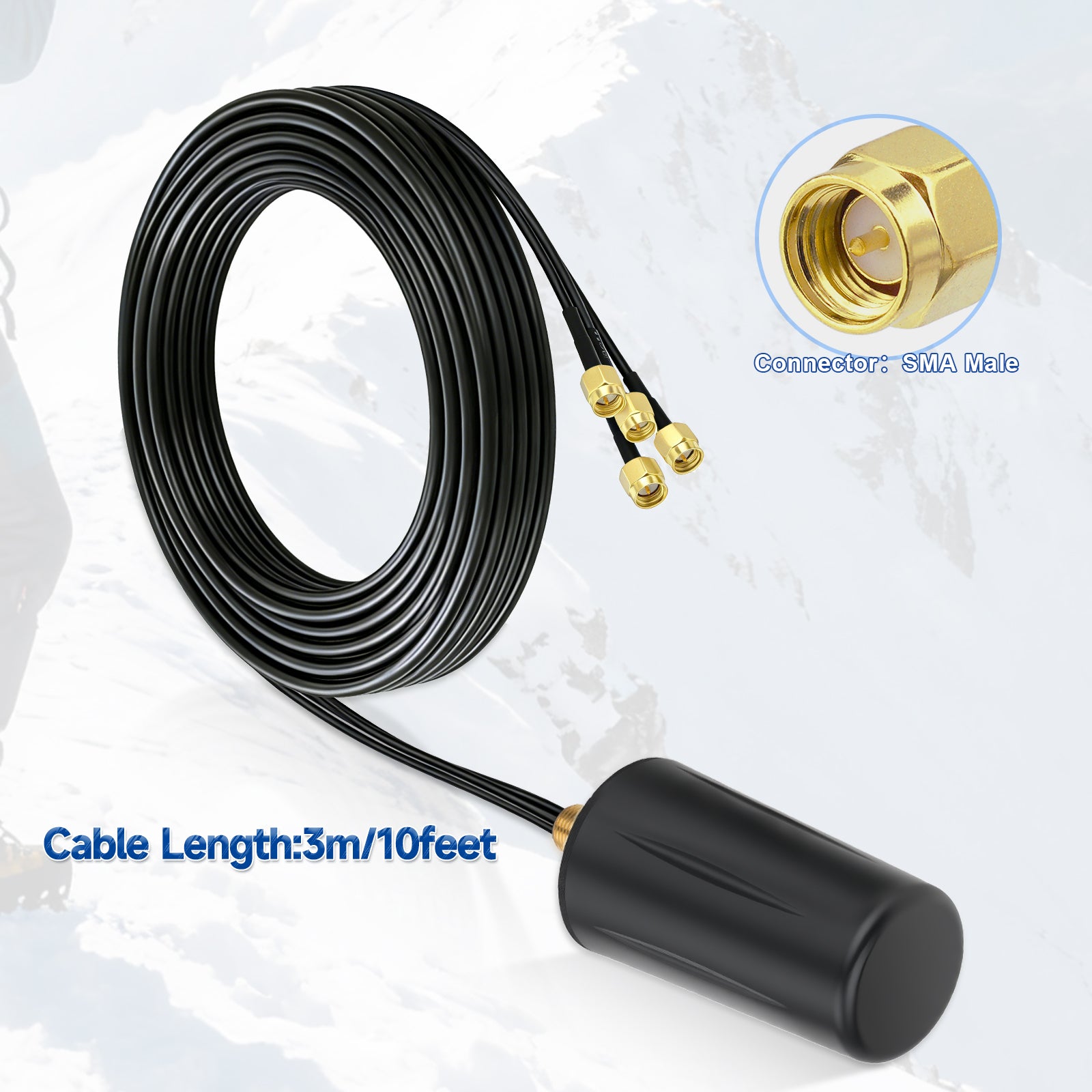 Bingfu 5G 4x4 MIMO Outdoor Fixed-Mount Antenna | Dual-Band WiFi 4G LTE | 10ft Low-Loss Cable SMA Male for Verizon AT&T T-Mobile Router