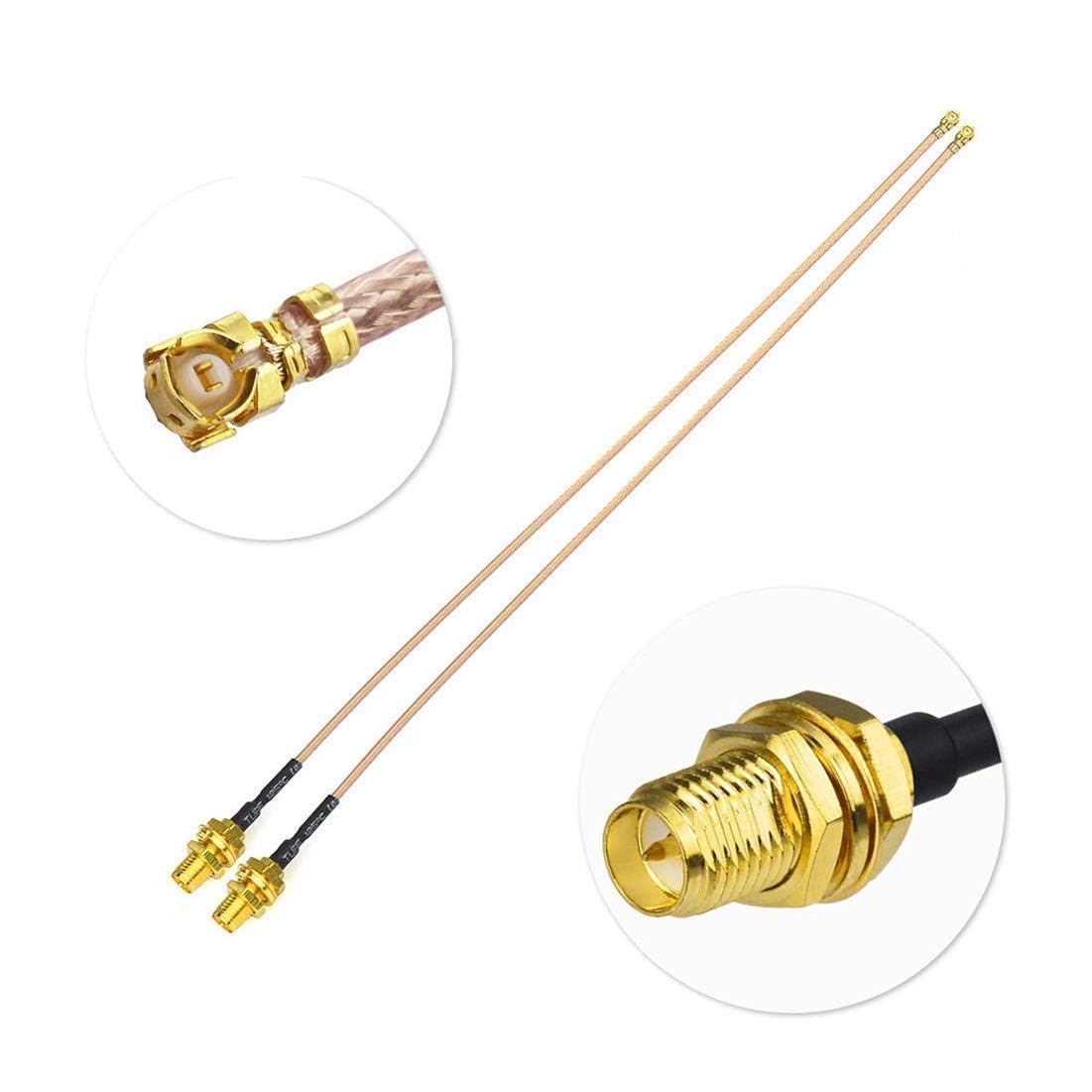 BINGFU Bulkhead Mount RG178 WiFi Antenna Adapter Coaxial Pigtail Cable 30cm 12 inch 2-Pack for WiFi Router Gateway Wireless Mini PCI Express PCIE Network Card Adapter