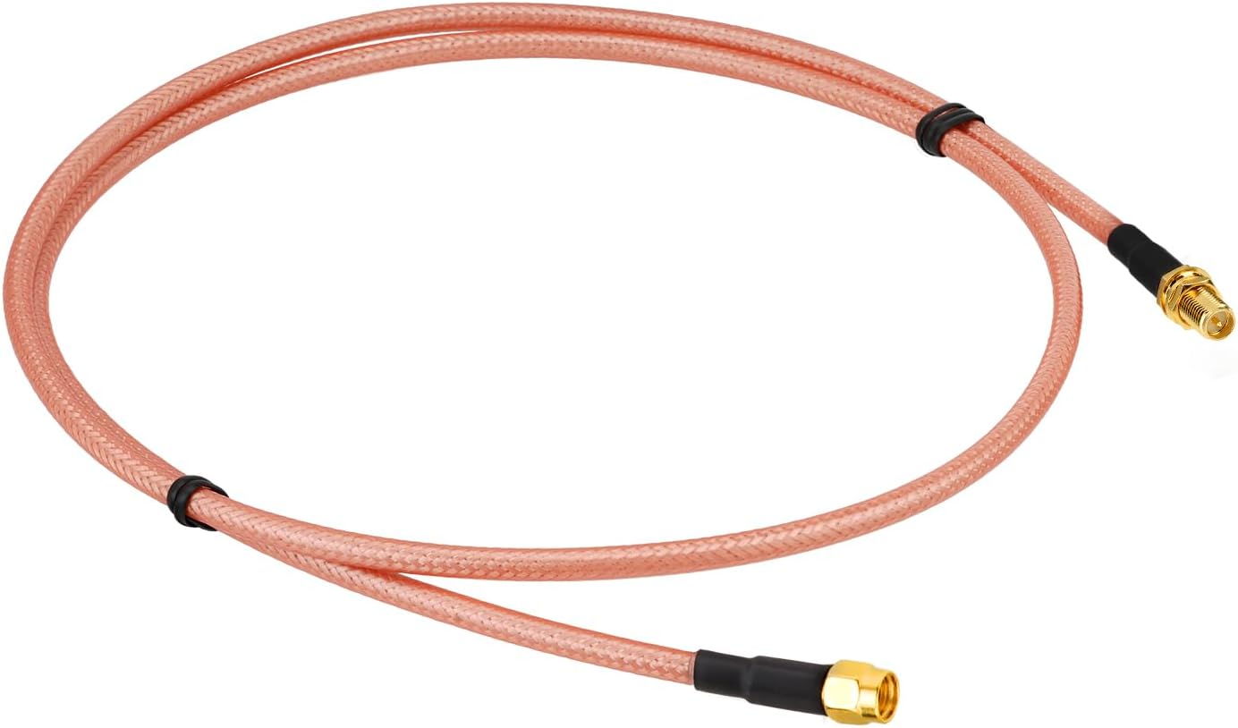 Bingfu 3.28ft RP-SMA Female Bulkhead to RP-SMA Male RG400 Coaxial Cable 2-Pack for WiFi Router Security IP Camera Wireless Mini PCI Express PCIE Network Card Adapter