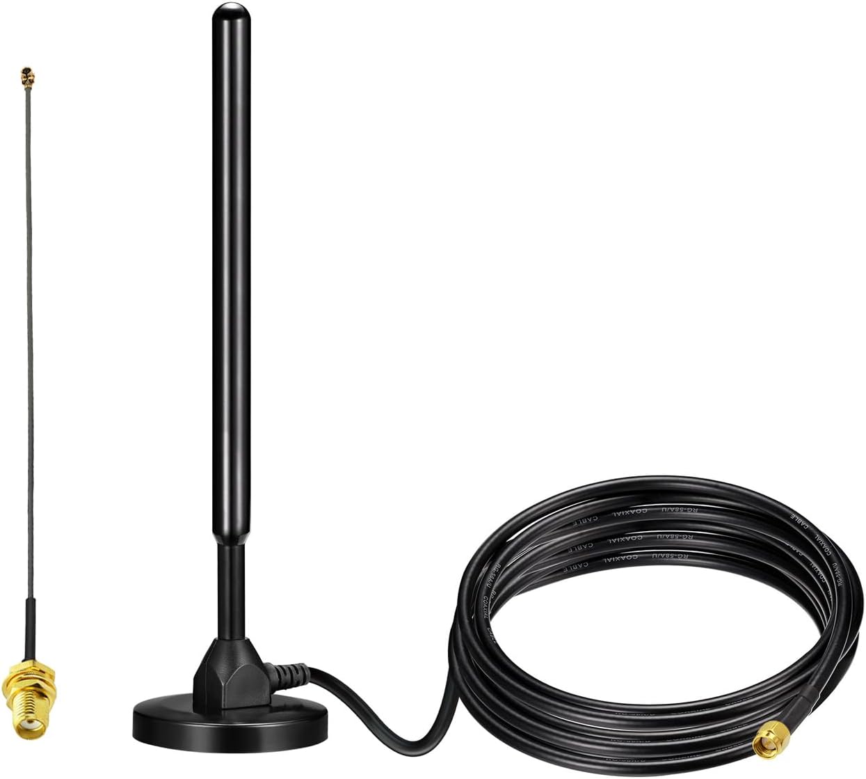 Bingfu Magnetic 915mhz Lora Antenna with Adapter Cable Compatible with Meshtastic SX1276 SX1262 nRF52840 Chip Wireless Module Mesh Node LoRaWAN IoT Gateway Lora Development Board