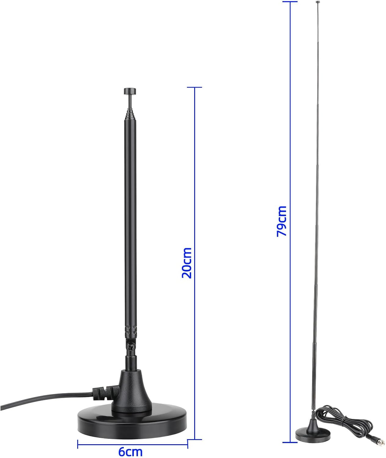 Bingfu Strong Magnetic Base FM Radio Antenna Telecopic for Pioneer Onkyo Yamaha Marantz Sherwood Indoor Digital HD FM Radio Bluetooth Home Stereo Receiver AV Audio Video Home Theater Tuner (Black)