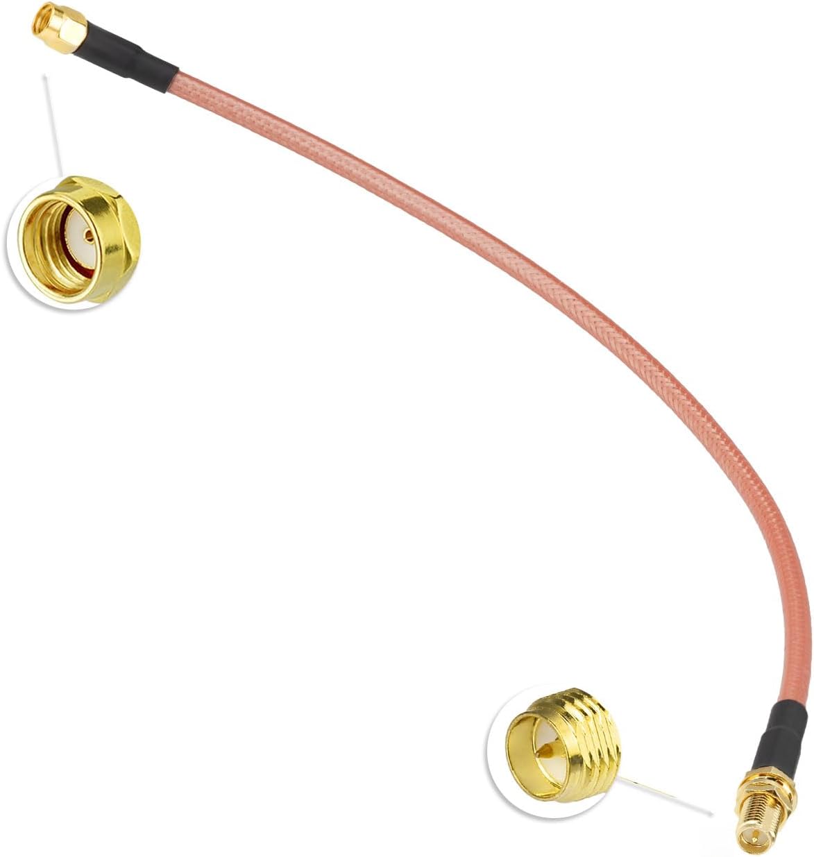 Bingfu 1ft RP-SMA Female Bulkhead to RP-SMA Male RG400 Coaxial Cable for WiFi Router Security IP Camera Wireless Mini PCI Express PCIE Network Card Adapter