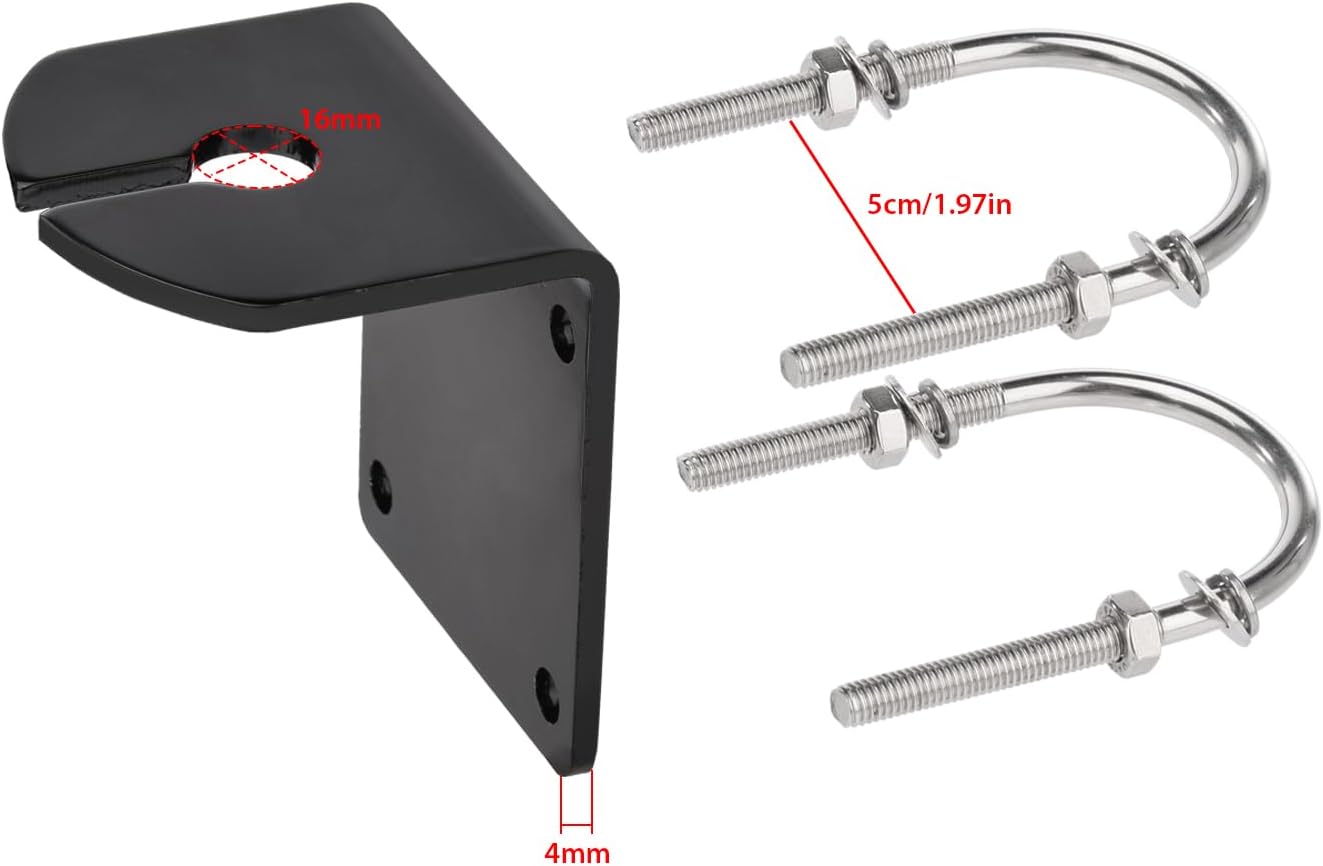 Bingfu Aluminium-L-Halterung mit U-Bolzen zur Mastmontage, 16-mm-Loch, strapazierfähige, wasserdichte Halterung für Antennen, Wetterstationen und mehr