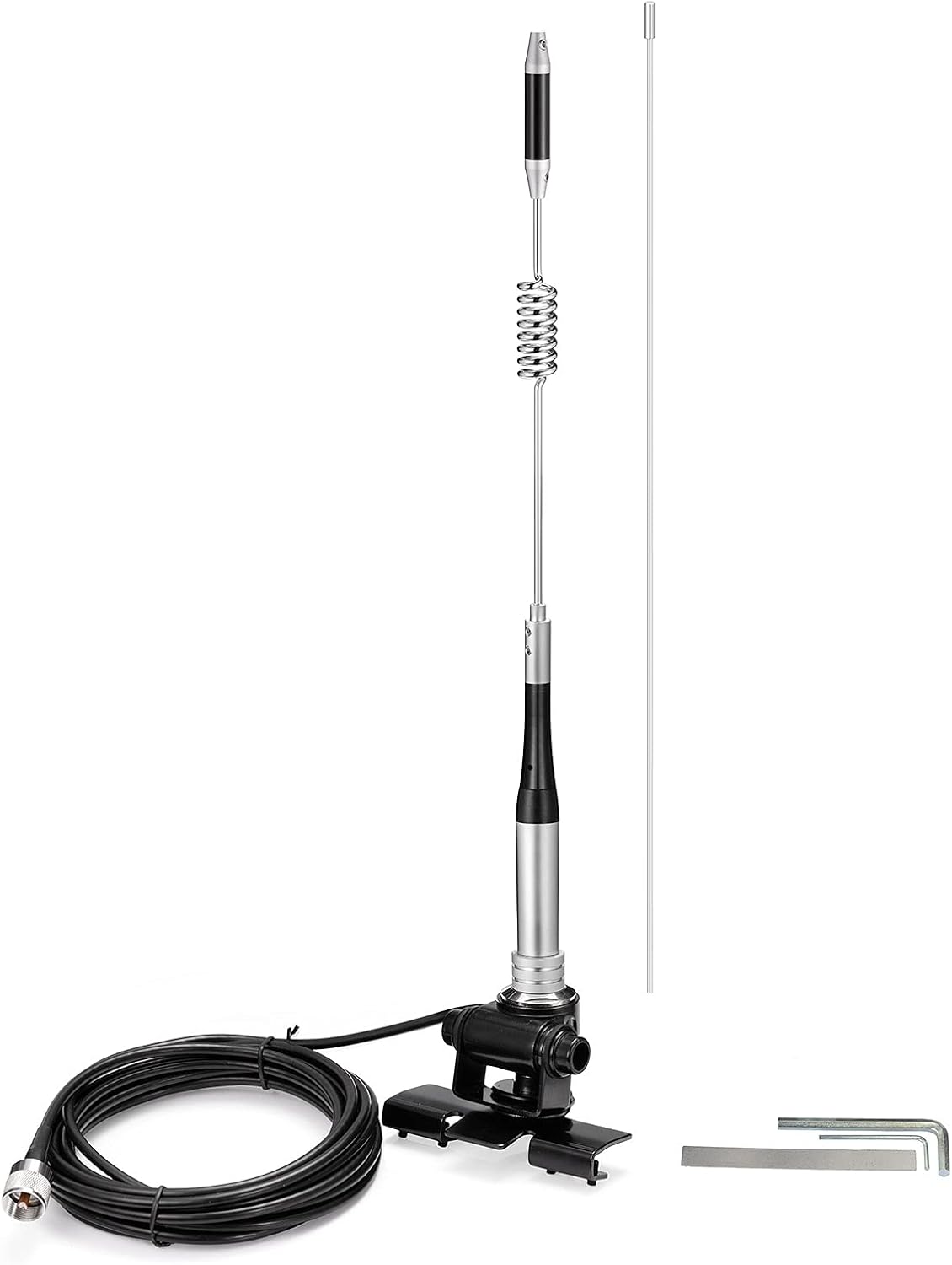 Bingfu Vehicle Mobile Ham Radio Antenna VHF UHF 136-174MHz 400-470MHz Car Truck Amateur Two Way Radio Antenna with Lip Mount Fixed Bracket PL259 Male 5m 16.5 feet RG58 Cable