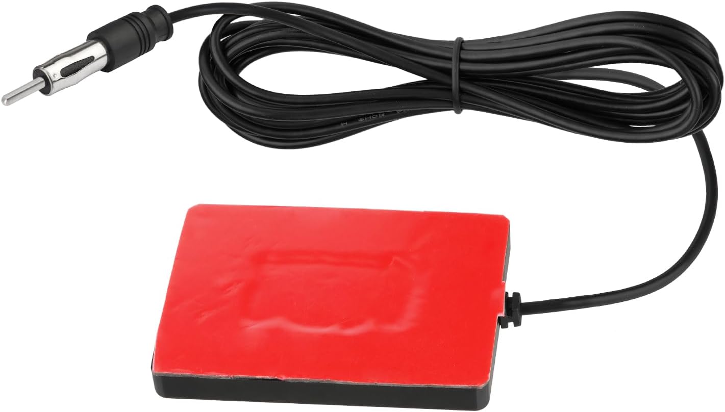 Bingfu Universal Car Stereo AM FM Radio Antenna Hidden Adhesive Mount Windshield Window Glass Patch Antenna with DIN Plug 10ft Cable for Vehicle Truck SUV Stereo Receiver Head Unit