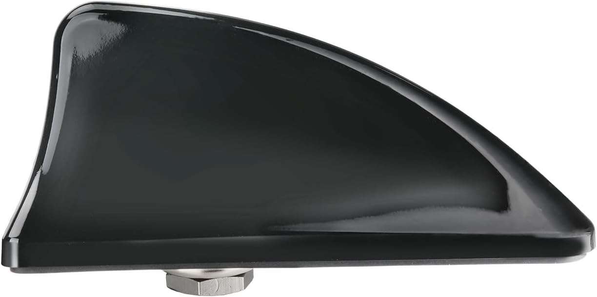 Bingfu FM/AM/DAB Digital Radio Shark Fin Antenna with 9-16V Wide Voltage IP65 Waterproof High Gain (17-23dB FM/21dB DAB) for Car/Truck/RV - Aerodynamic Black Design