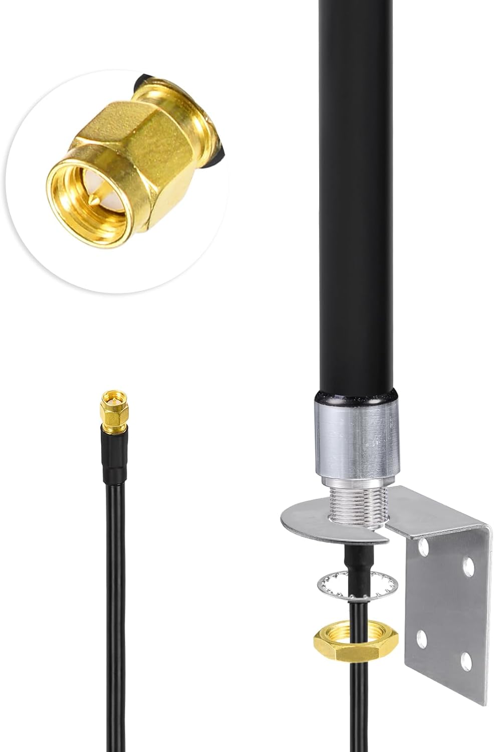 Bingfu Outdoor 4G LTE Mimo Cellular Antenna High Gain Long Range 6dBi SMA Antennas with 32.8ft Coaxial Cable for Spypoint Covert Trail Game Cam Cell Phone Security Camera Router Modem Antenna