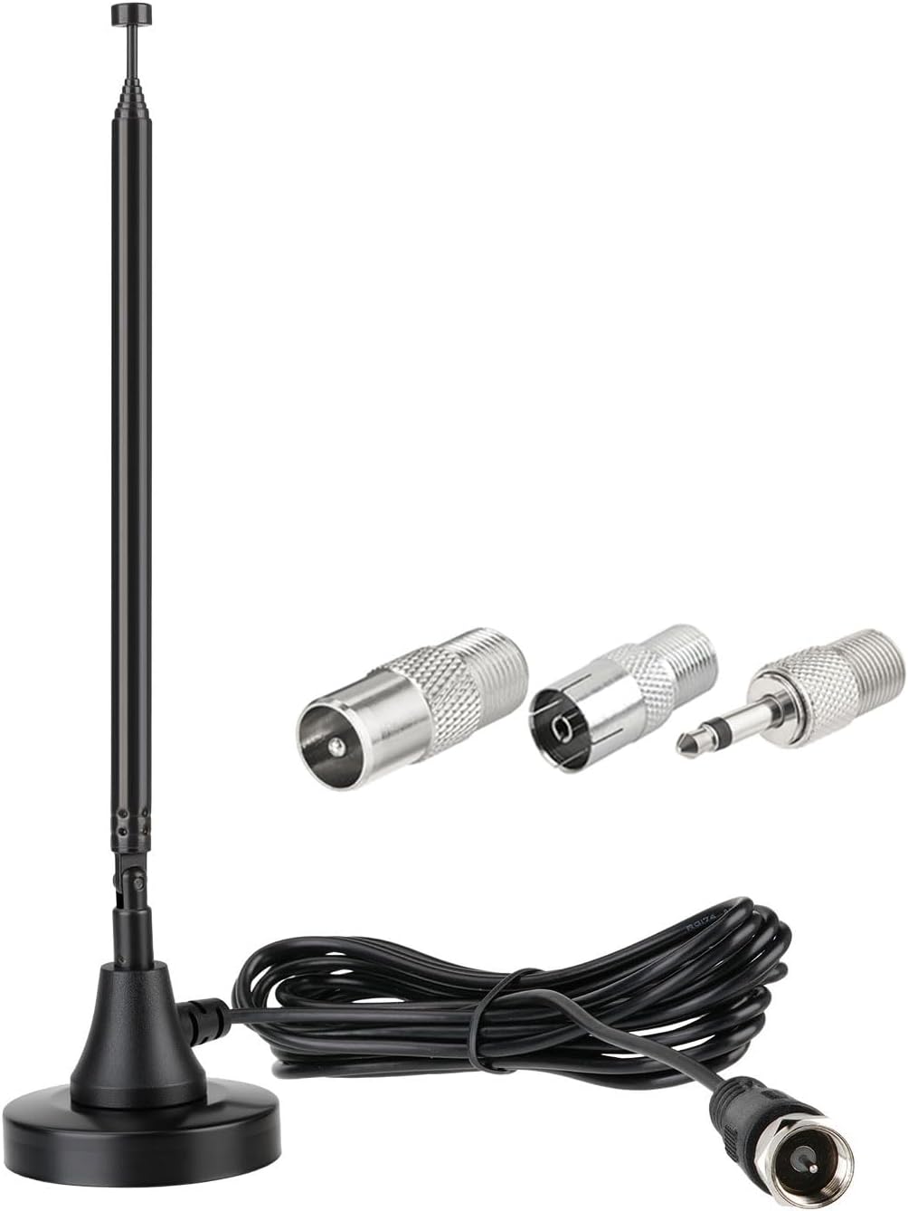Bingfu Strong Magnetic Base FM Radio Antenna Telecopic for Pioneer Onkyo Yamaha Marantz Sherwood Indoor Digital HD FM Radio Bluetooth Home Stereo Receiver AV Audio Video Home Theater Tuner (Black)