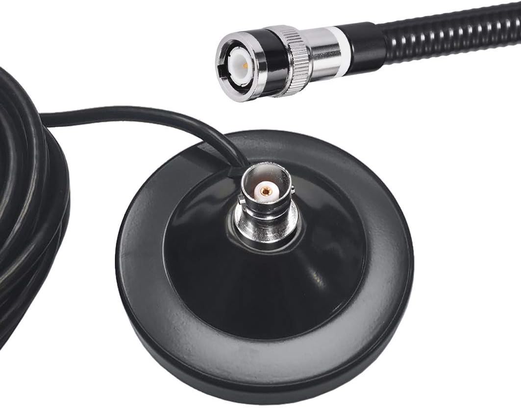 Bingfu Magnetic Base CB Antenna 27MHz with BNC & PL259 Male Connector for Cobra Midland Uniden Maxon President Handheld Portable CB Radio, Mobile Police Scanner - Compact Antenna Design