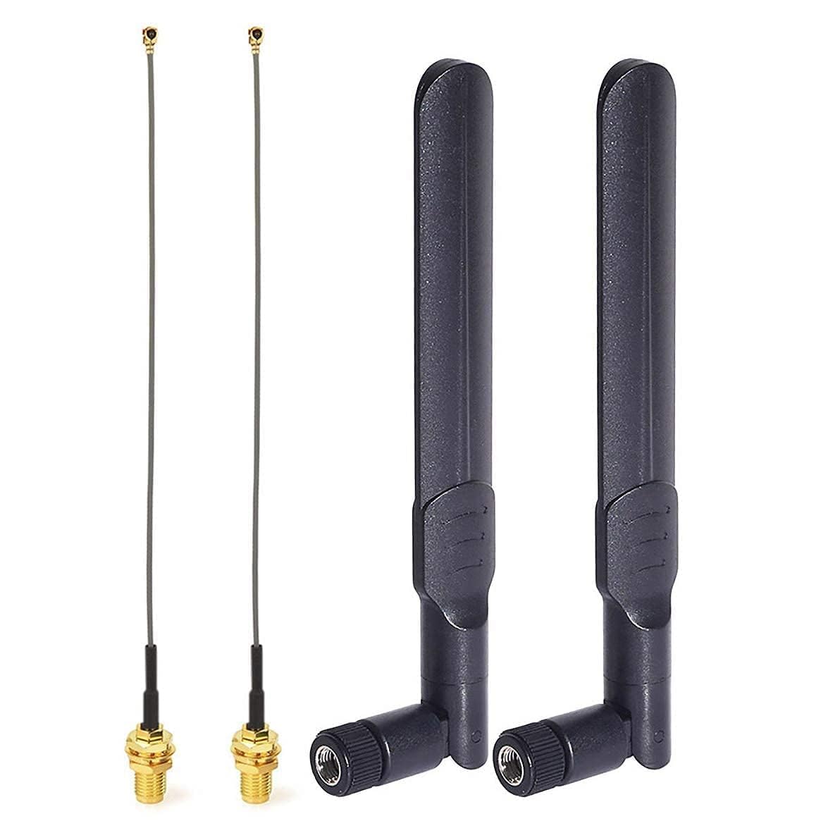 Bingfu Dual Band WiFi 2.4GHz 5GHz 5.8GHz 8dBi RP-SMA Male Antenna 15cm 6 inch Pigtail Cable 2-Pack for WiFi Router Wireless Mini PCI Express PCIE Network Card Adapter