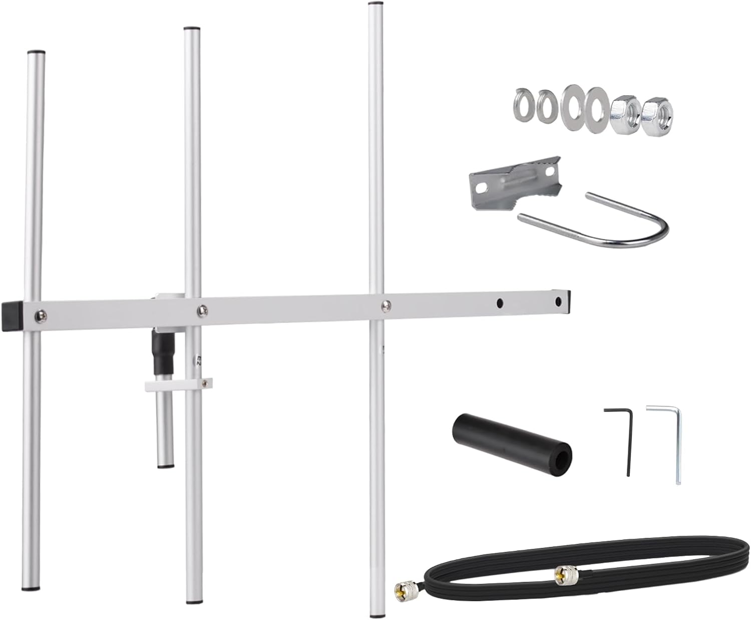 3-Element-Yagi-Antenne mit hohem Gewinn, UHF 430-450MHz, aus Aluminiumlegierung, Outdoor-Antennen mit 3m Kabel für Amateurfunksystem, Zwei-Wege-Radios, Scanner, Satellitenradio
