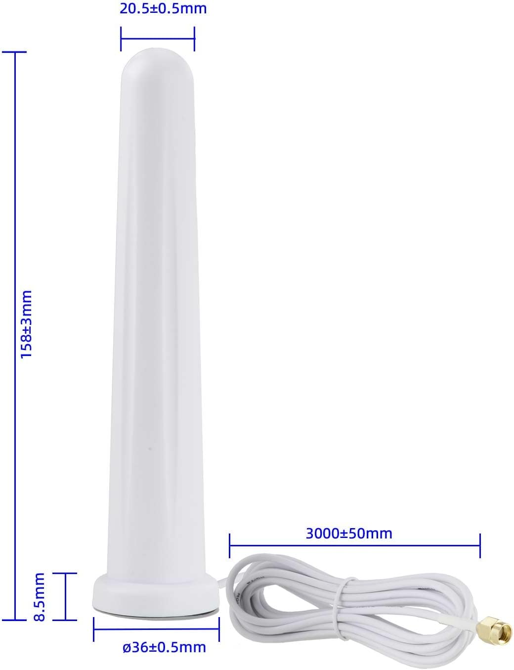 Bingfu Dualband WLAN Antenne 2,4/5,8GHz 5dBi RP-SMA Stecker, 3m Kabel