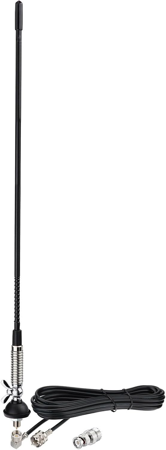 Bingfu CB 27MHz Truck Fiberglass Antenna Anti-Vibration with 13.1ft PL259 Cable Compatible with Galaxy Uniden Bearcat Cobra Radioddity Texas Ranger RoadKing Mobile CB Radio