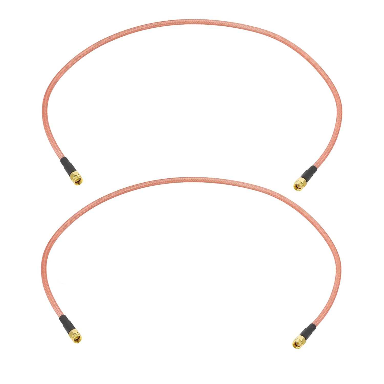 BINGFU SMA Male to SMA Male RG400 Coax Cable 2 ft Low Loss Antenna Extension Double Shielded 50 Ohm Cord 2-Pack Compatible with WiFi Router Ham Radio Telecom System GPS SDR RF Testing