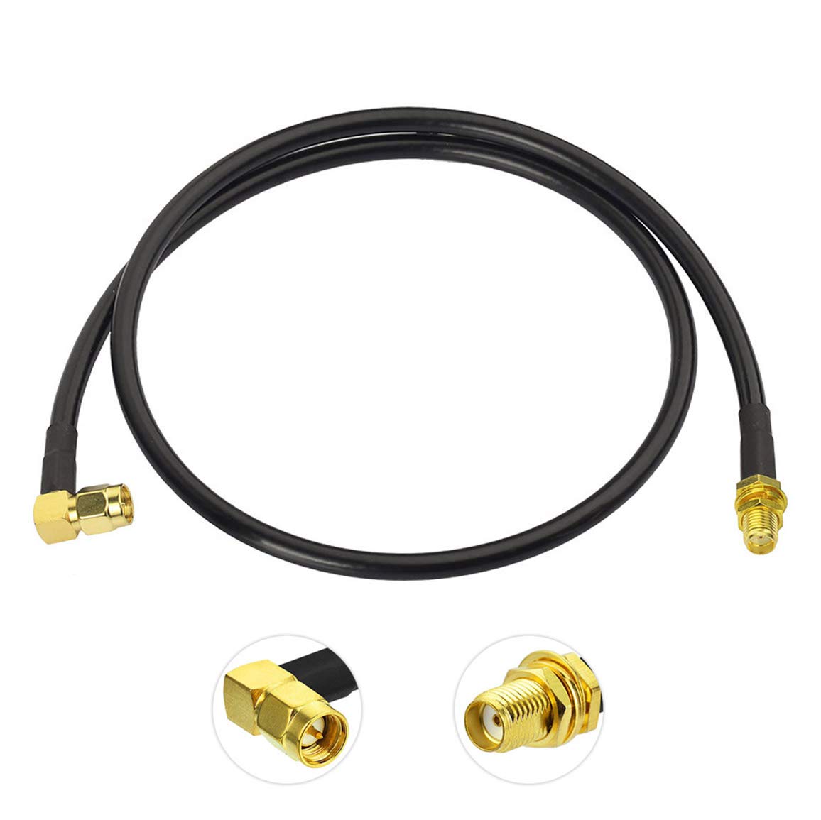 BINGFU Amateurfunk-Antennen Verlängerungskabel SMA-Stecker auf Buchse RG58 Koaxial-Überbrückungskabel 1m für Amateurfunk Kenwood BaoFeng Wouxun Icom Yaesu Vertex Standard Horizon Marine UKW-Radio