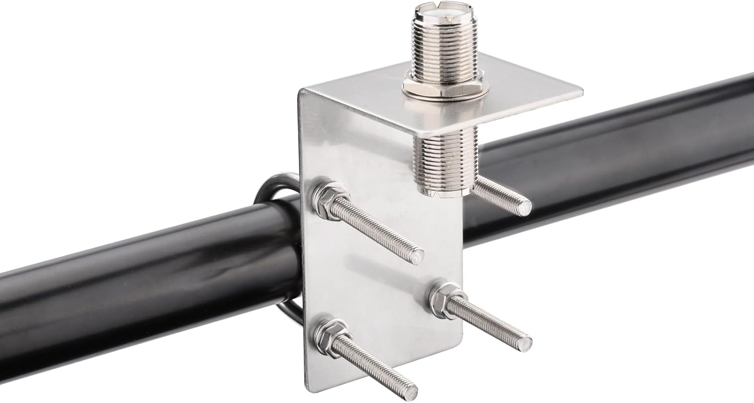 Bingfu Anti Rust Mobile Ham Radio Antenna U Bolt Mount Bracket with SO239 to SO239 Adapter for Ham UHF VHF CB Truck Antennas - Strong Durable Bracket