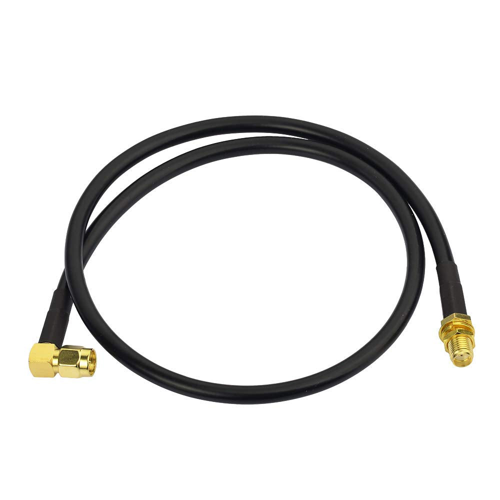 BINGFU Ham Radio Antenna Extension Cable SMA Male Right Angle to SMA Female RG58 Coaxial Cable 60cm 2 feet for BaoFeng Wouxun Icom Yaesu Vertex Standard Horizon Marine VHF Ham Radio