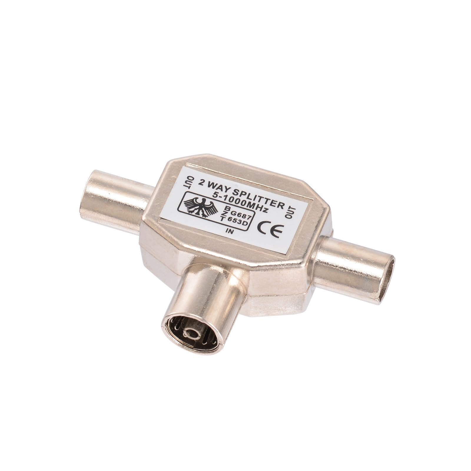 Bingfu 2 Way PAL TV IEC DVB-T Coaxial Antenna Signal Splitter 1 PAL Plug to 2 PAL Jack Coax Adapter 5-1000 MHz