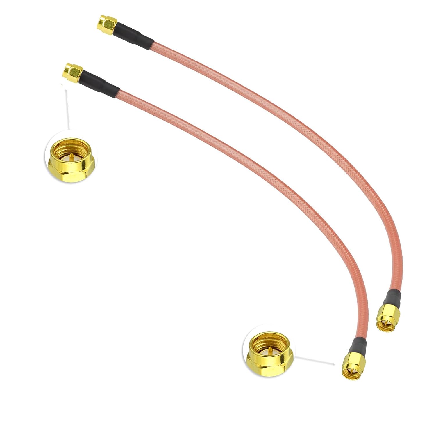 BINGFU SMA Male to SMA Male RG400 Coax Cable 11.8 inch Low Loss Antenna Extension Double Shielded 50 Ohm Cord 2-Pack Compatible with WiFi Router Ham Radio Telecom System GPS SDR RF Testing