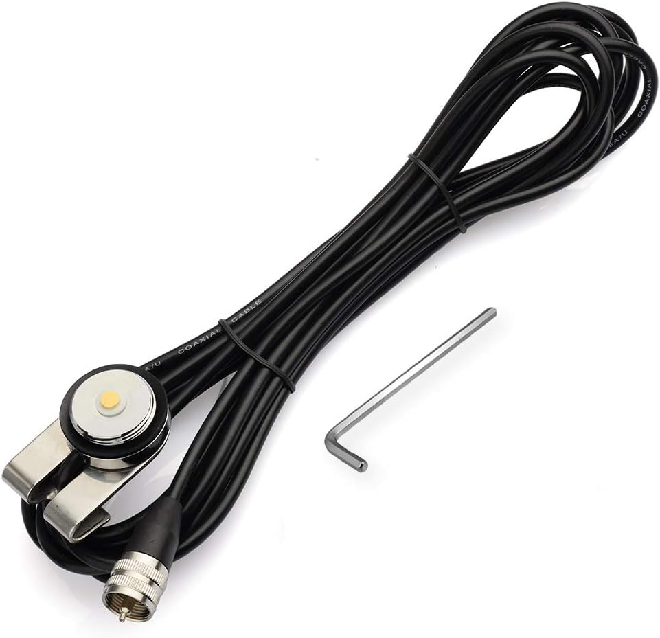 Bingfu Vehicle Mobile Radio Antenna NMO Mount Fix Bracket Lip Mount with 5m 16.5 feet RG58 Cable UHF PL259 Male Connector for Car Truck Amateur Ham Radio Antenna