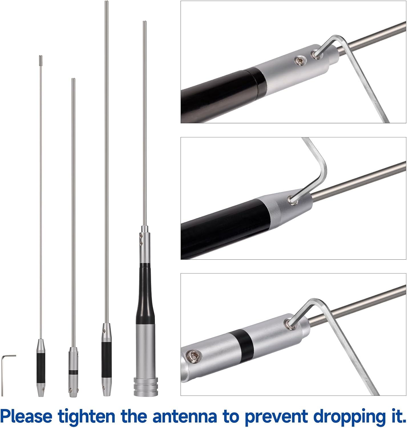 Bingfu Mobile Ham Radio High Gain Antenna Dual Band VHF UHF 144 430MHz Anti-Rust 62inch Antennae PL259 Male for Vehicle Car Truck Amateur Two Way Radio