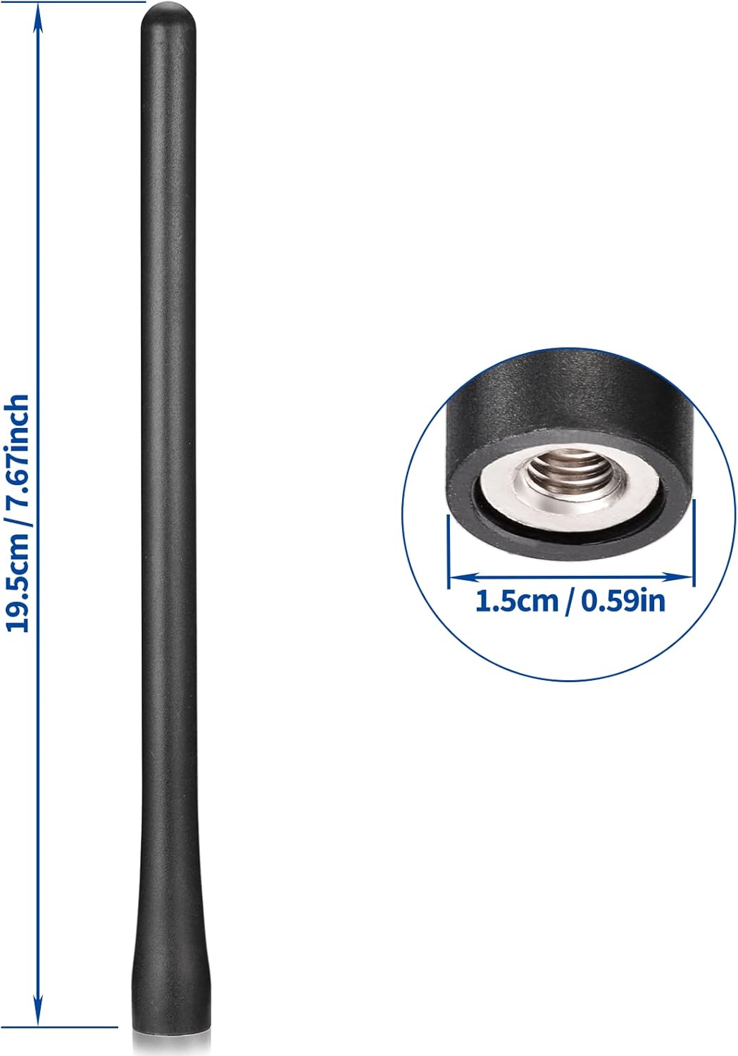 Car Radio Short Rubber Antenna Mast [ONLY for Car Roof Mount] [7.6 inch] Vehicle FM AM Stereo Universal Roof Mount Antennas - NOT a Replacement for Shark Fin Antenna