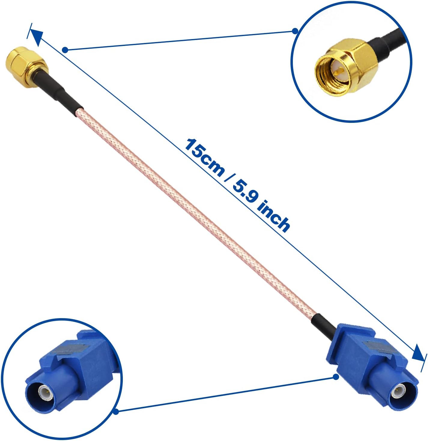 Bingfu Auto GPS Antennenadapter Kabel SMA Stecker auf Fakra C Stecker Koaxialkabel 15cm für Fahrzeug LKW SUV Auto Stereo Head Unit GPS Navigationsempfängersystem GPS Tracker Modem